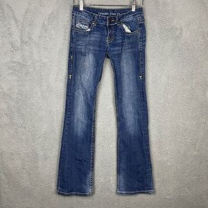 COWGIRL TUFF CO Boot Cut Jeans Mens 26x33 "Don't Fence Me In" Barbed Wire